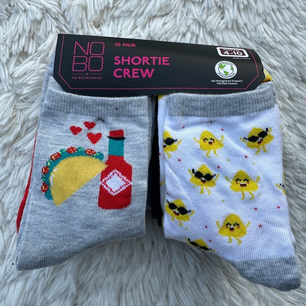 No Boundaries Gray and White Shortie Crew Socks pack of 10 pairs